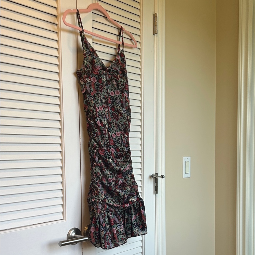 Dress Forum Black and Pink Floral Midi Dress